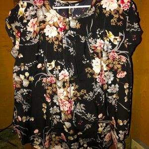 Floerns Women's Plus Size Floral Print Short Sleeve Summer Blouse Top Shirt